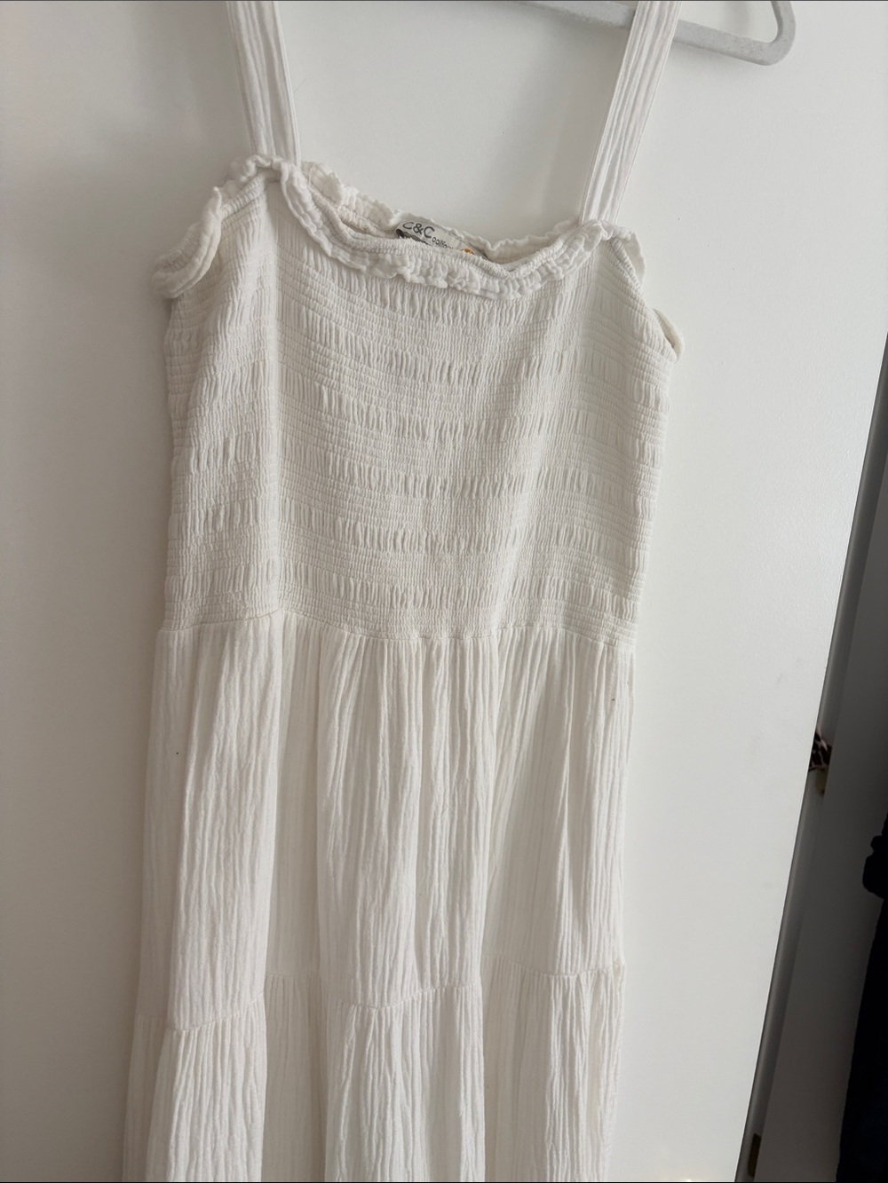 C&C California Girls' Cream Smocked Tiered Sundress
